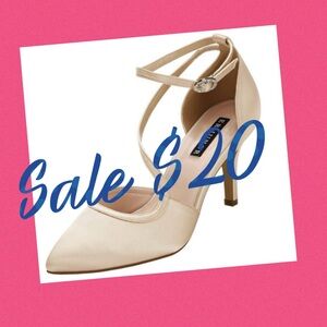 ERIJUNOR Comfortable Strappy Pumps, Satin Wedding Evening Party Shoes 7- NIB